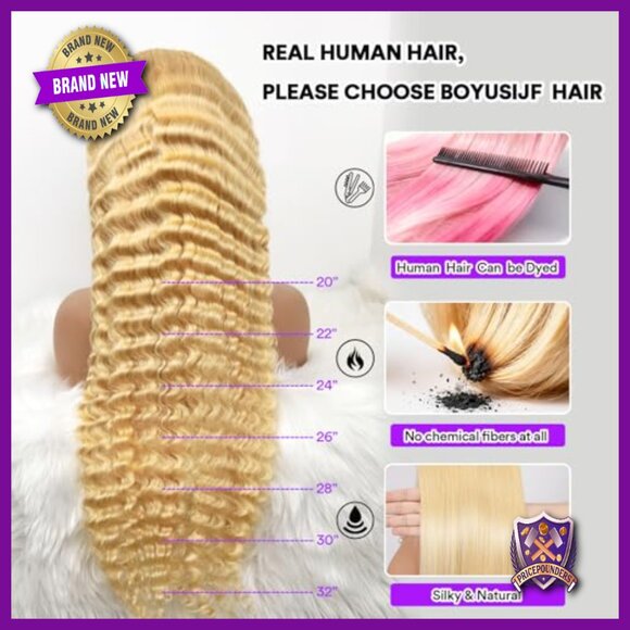 13x6 Lace Front Wig Human Hair 38 Inch Deep Wave 180% Density Pre Plucked main image 4